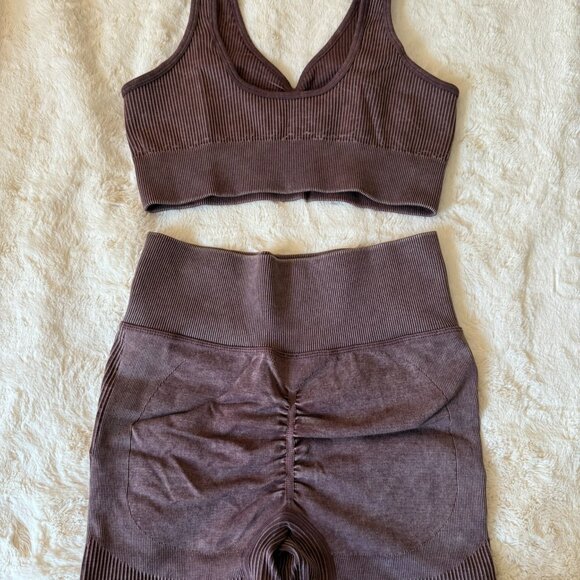 Purple Workout Short & Sports Bra Set - sz M - Picture 4 of 6